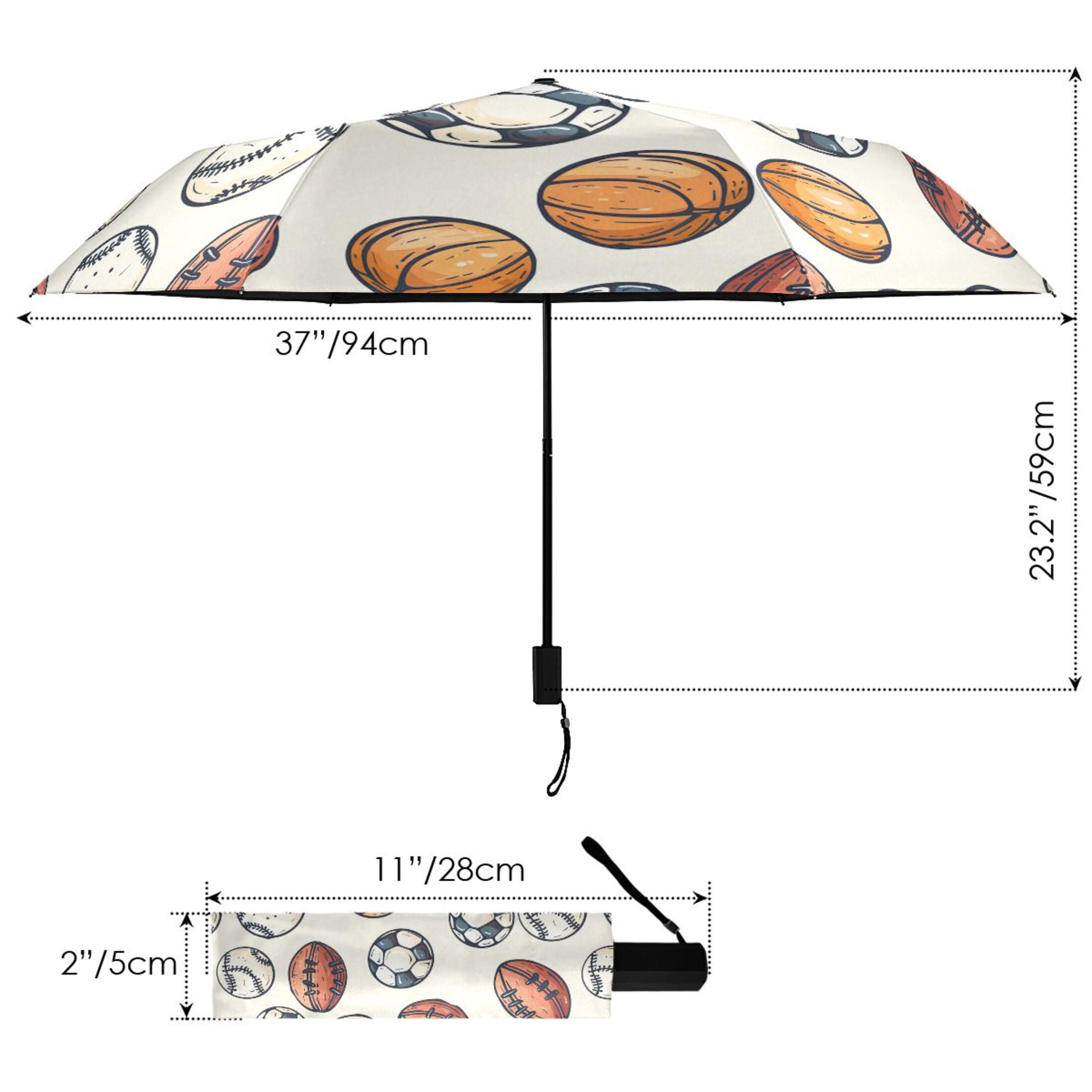 Compact Sun Umbrella Windproof Travel Umbrellas for Rain Strong Portable UV Protection Rugby Baseball Soccer Basketball