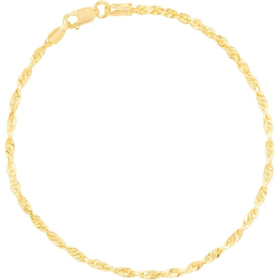Floreo 14k Yellow Gold 2.5mm Solid Spiral Rope Chain Bracelet