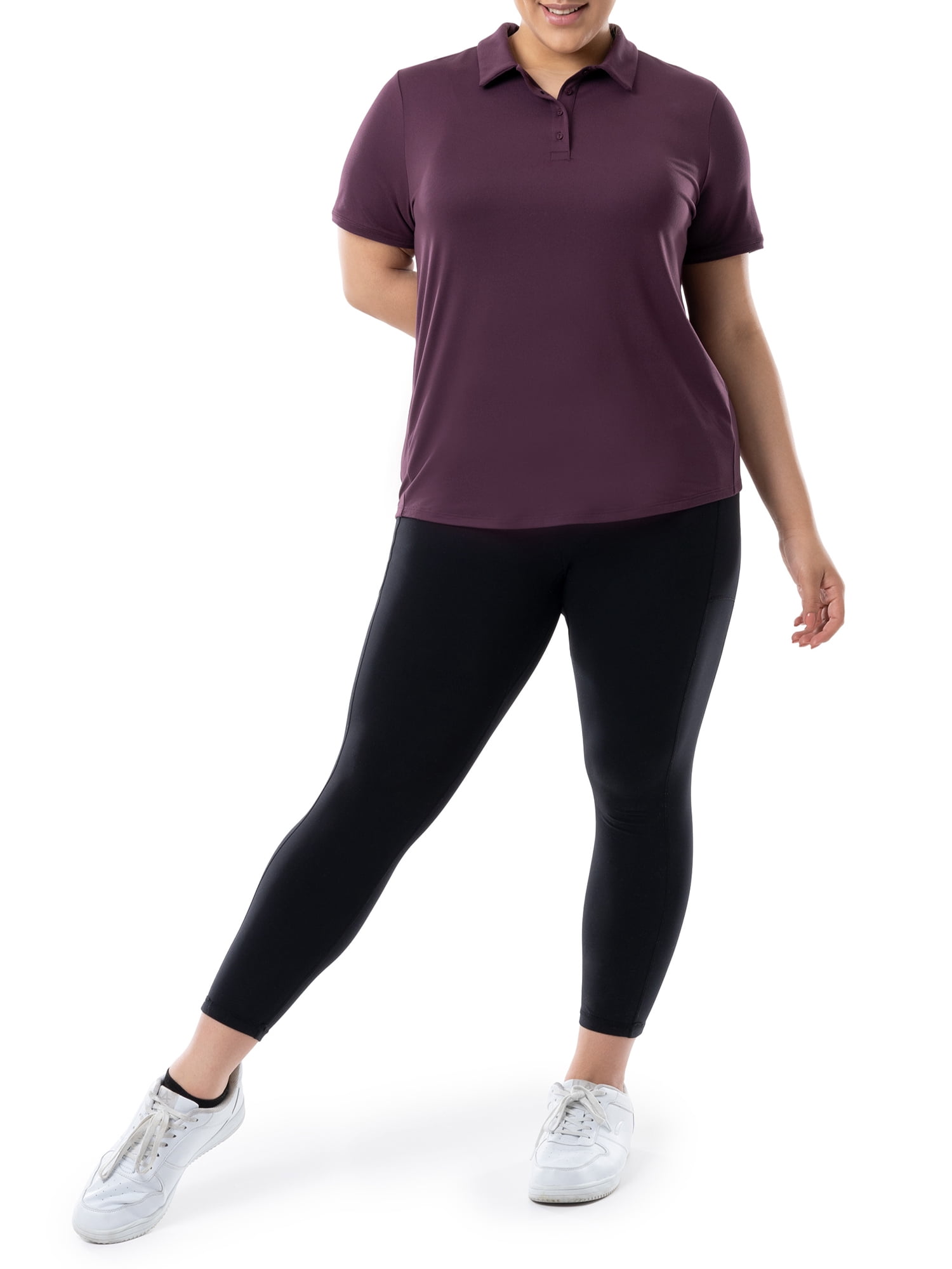 Athletic Works Women's Plus Active Short Sleeve Lightweight Polo Shirt, size 1X-4X