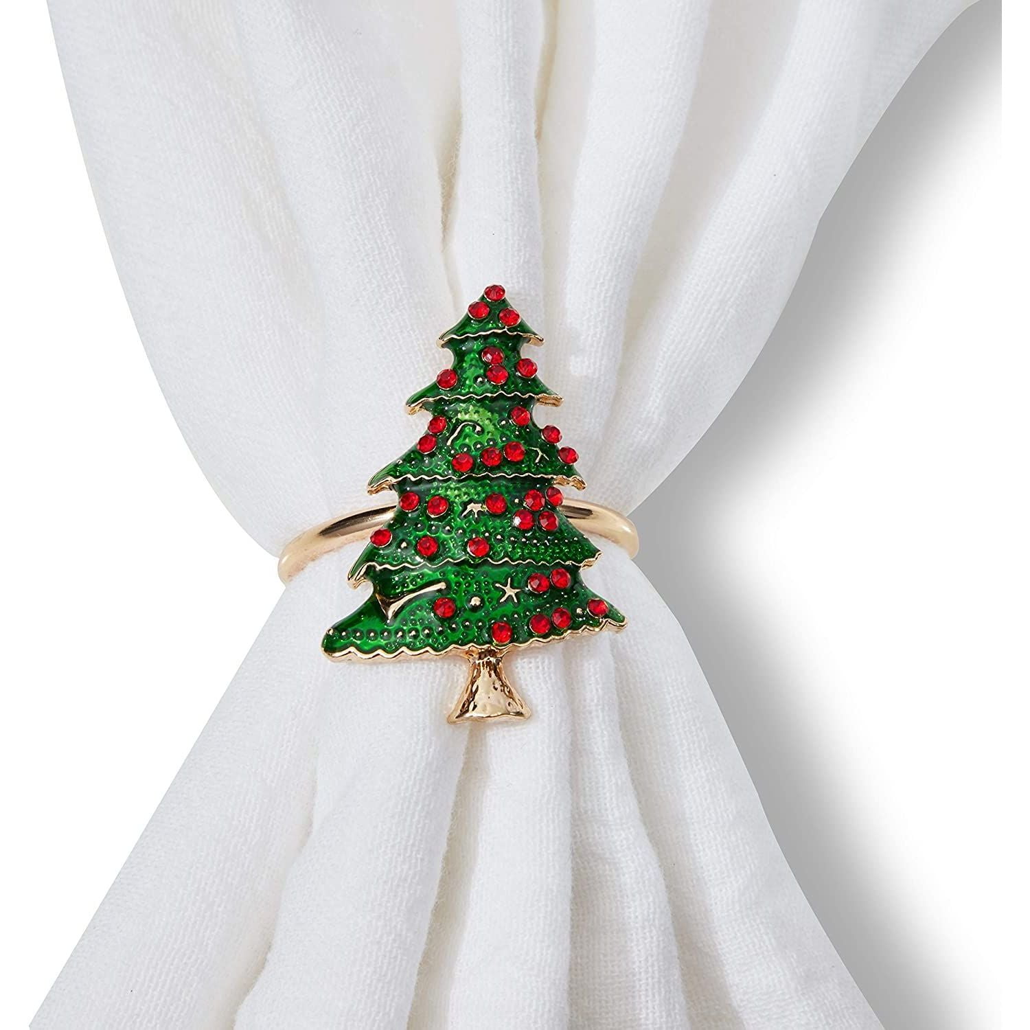 1 x 2 in, 6 Pack Farmlyn Creek Christmas Tree Napkin Rings Set