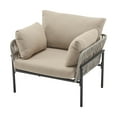 thumbnail image 3 of GDF Studio Modern Outdoor Patio Lounge Chairs, Club Chairs with Rope Accents, Iron Frames, Cushions, Grey+Beige, Set of 2, 3 of 16