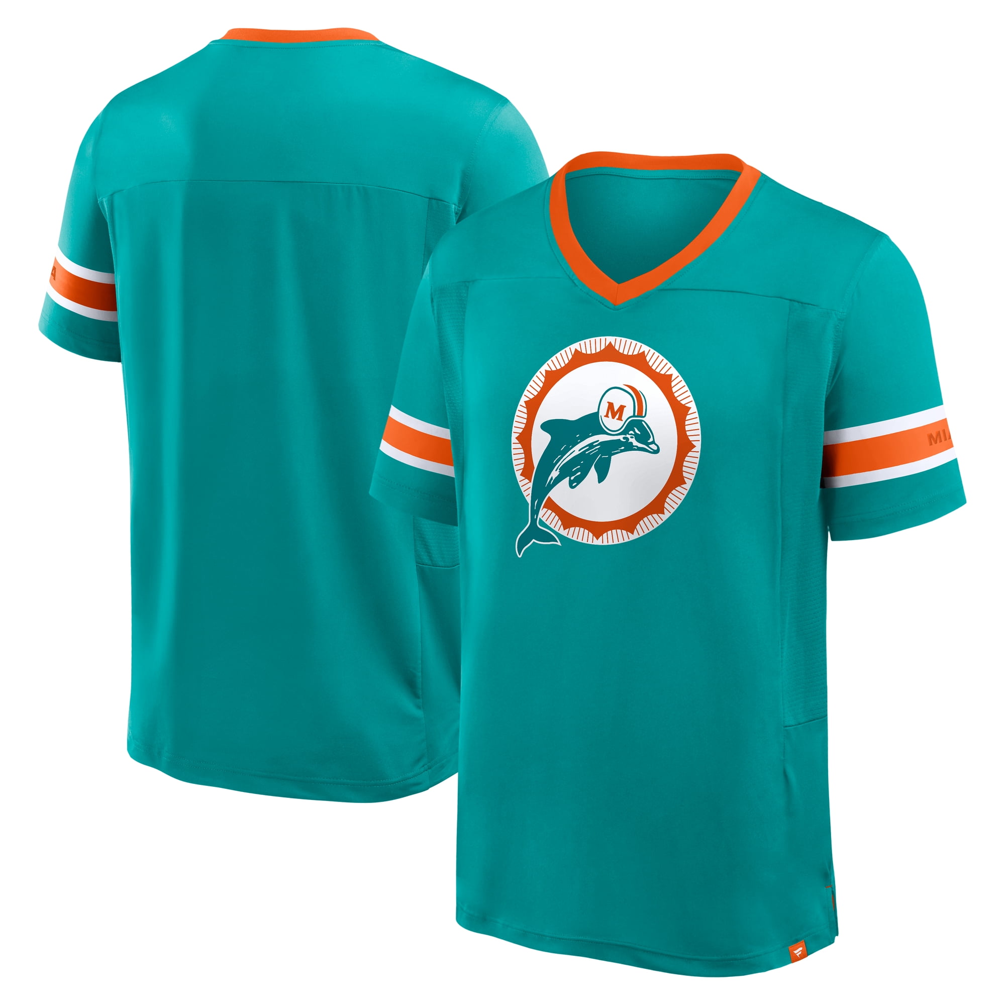 Men's Fanatics Aqua Miami Dolphins Hometown Premium Hashmark V-Neck T-Shirt