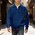 thumbnail image 2 of DHFJKG Mens Knitted Jacquard Sweaters 2 In 1 Top Turndown Collar Long Sleeve Loose Fit Textured-Knit Pullover Fall Winter Retro Versatile Jumper Tops, 2 of 5