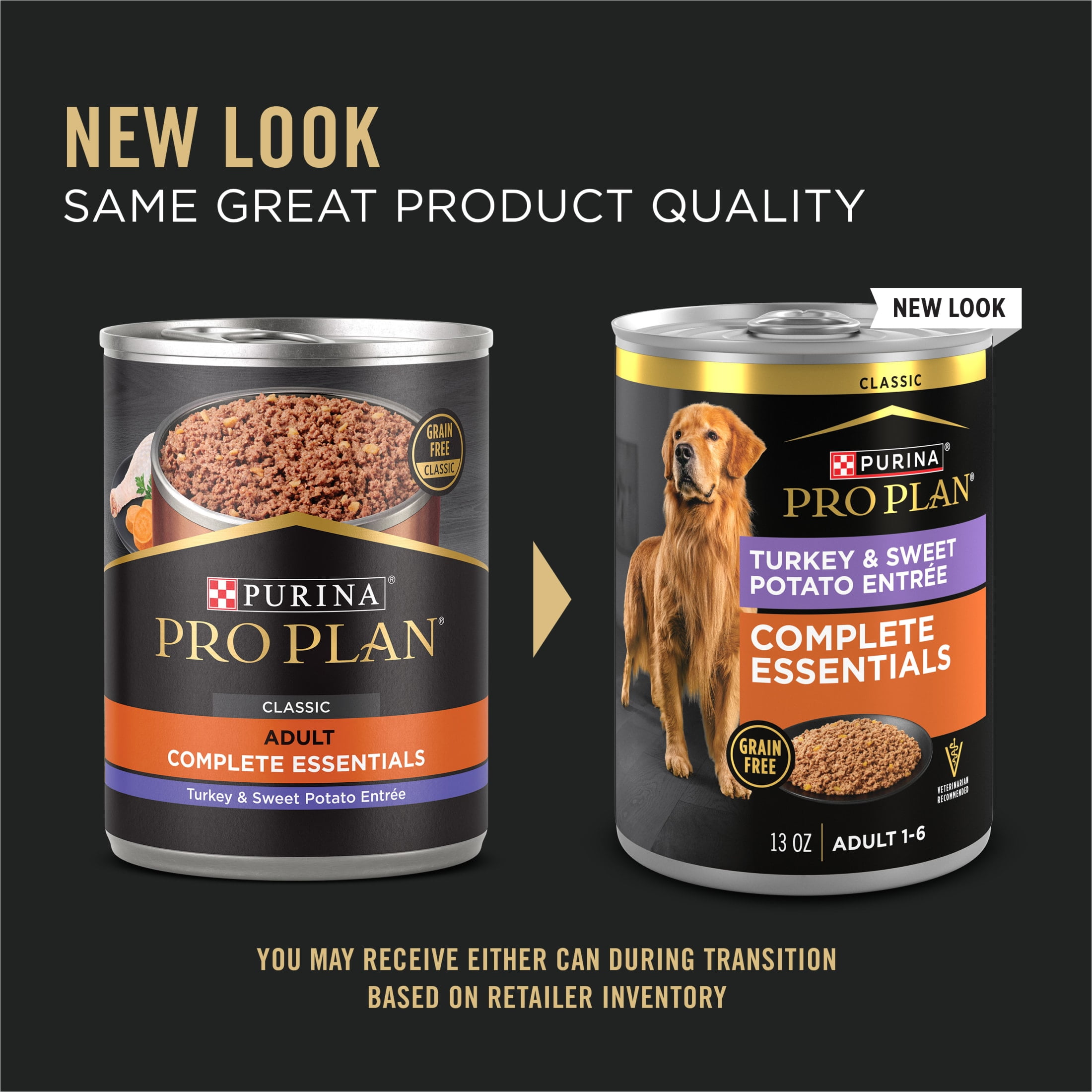 Purina Pro Plan Grain Free Wet Dog Food, Classic Turkey and Sweet Potato Entrée, 13 oz Can