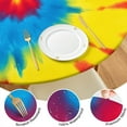 thumbnail image 4 of Colorful Rainbow Tie Dye Spiral Pattern Round Fitted Tablecloth with Elastic Edge,Dining Table Cover Waterproof,Outdoor Round Tablecloth for Camping,Dining,Indoor and Outdoor, 4 of 7