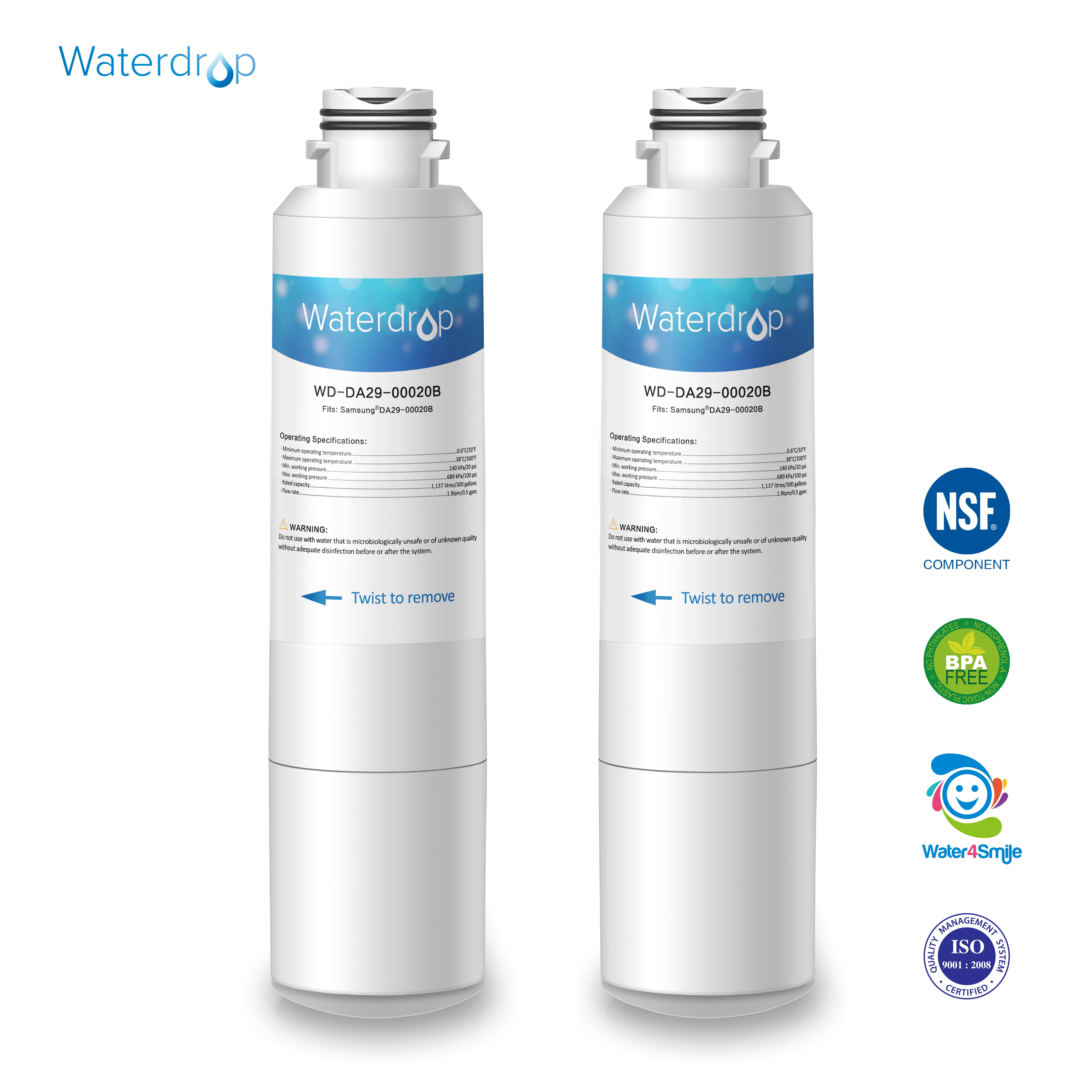 2 Pack Waterdrop DA29-00020B Replacement for Samsung DA29-00020B, HAF-CIN EXP, 46-9101... by Ecolife Technologies