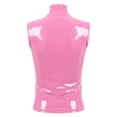 thumbnail image 4 of YONGHS Womens Patent Leather Tank Top Sleeveless Zipper Vest Shirt Jacket Pink XL, 4 of 7