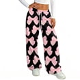 thumbnail image 4 of Fabrcox Women Wide Leg Pants Bow Graphic Baggy Lounging Pants for Women Loose Spring Summer Valentines Day Trouser Pants with Pockets, 4 of 5
