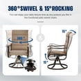 thumbnail image 5 of Techmilly Patio Swivel Chairs Set of 6, Outdoor Dining Chairs High Back, Padded All Weather Breathable Textilene Outside Furniture Chair , Grey White, 5 of 8