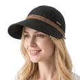 thumbnail image 3 of SAZBJOJN Visor Hats for Women Foldable Packable Wide Brim Sunscreen Trucker Hat Women's Summer Sun Hat Adjustable Ponytail Friendly Breathable Baseball Cap Black, 3 of 4