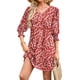 thumbnail image 1 of Vestido WIHOLL Talla grande 2025 con cuello en V y manga 3/4 para mujer, rojo, 1 of 4