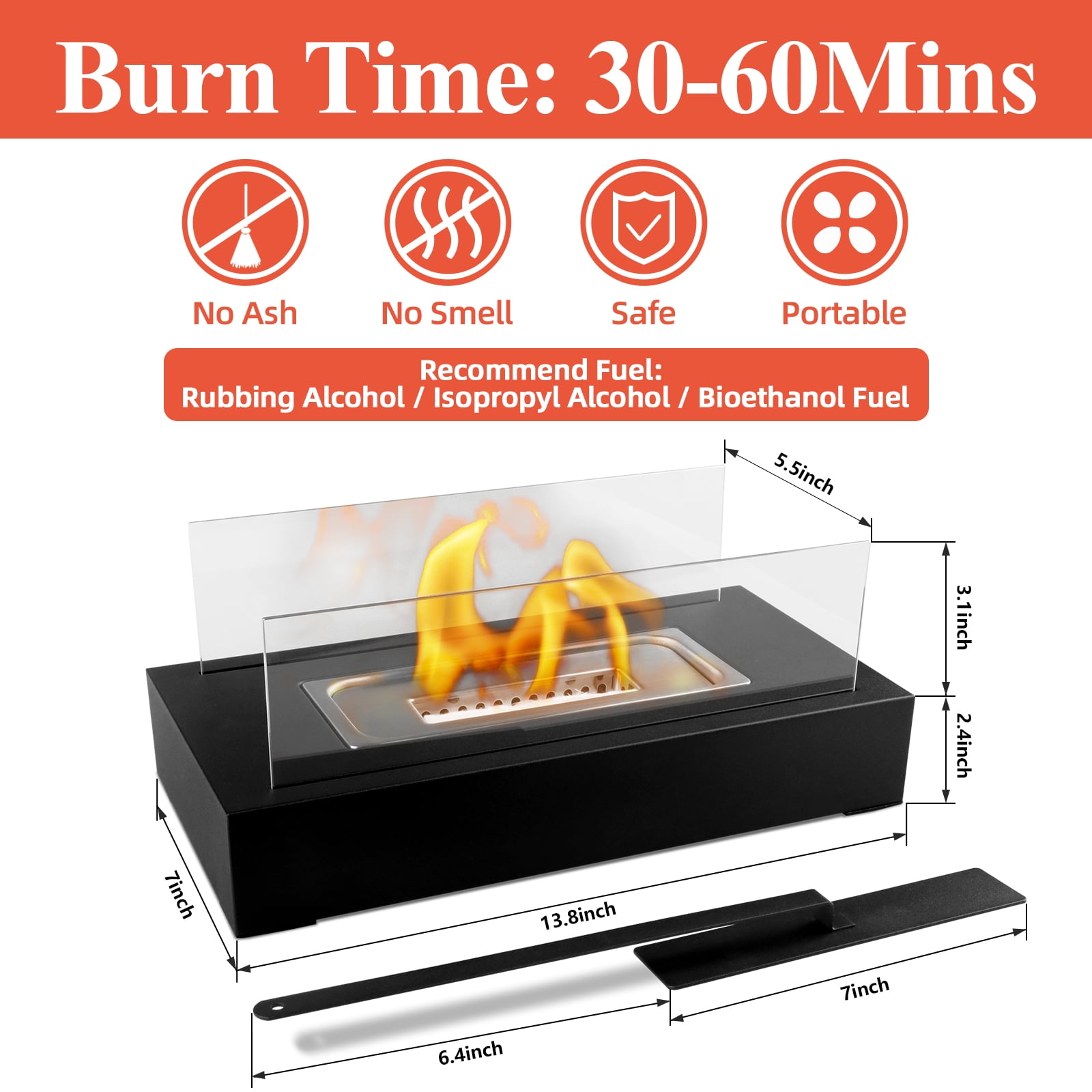 Korniful 2 Pack Rectangle Tabletop Fire Pit Metal Fireplace,Birthday Parties & Christmas Gifts, Fun for Friday Nights - White