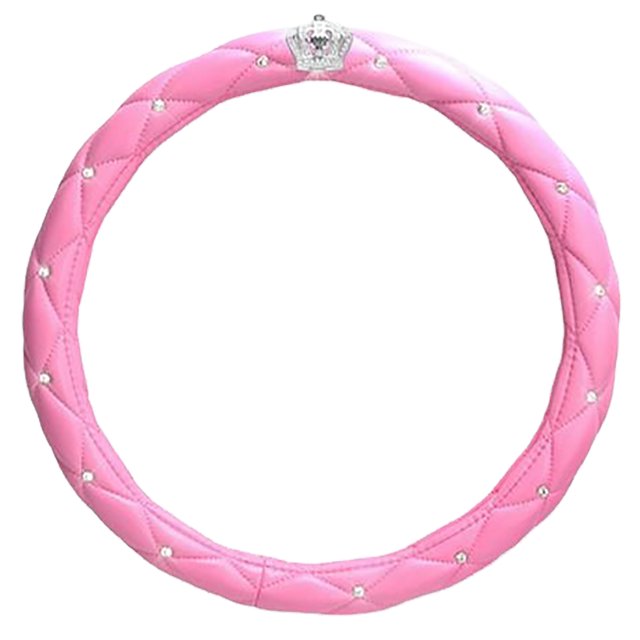 KIMISS Steering Wheel Cover, Universal Women Steering Wheel Cover Cute Antislip Pu Lether Rhinestones Car Steering Wheel Cover