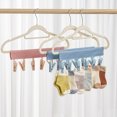 thumbnail image 3 of OIUR Folding Clothes Hanger Clips Towel Drying Rack Strong Load-bearing Fastener Tape Design Sock Underwear Hanger with 6 Clips, 3 of 7