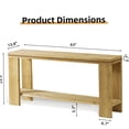 thumbnail image 2 of Natural Wood 63 Inch Farmhouse Console Table with Storage Shelf, Beaded Trim Sofa Table for Entryway Foyer Living Room, 2 of 7