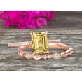 thumbnail image 1 of 7x5mm Emerald Cut 2 Carat Champagne Diamond Moissanite Engagement Ring On 10k Rose Gold Wedding Set Bridal Set Art Deco Gift For Her, 1 of 5