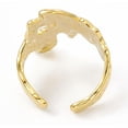 thumbnail image 3 of 2 pc Ion Plating(IP) 304 Stainless Steel Wide Flower Open Cuff Ring for Women Real 18K Gold Plated Inner Diameter: 17mm, 3 of 3