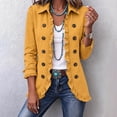thumbnail image 2 of Womens Lightweight Jacket Long Sleeve Ruffle Button Front Cardigan Jacket Open Front Lapel Collar Double Breasted Casual Outerwear Coat with Lining, 2 of 9