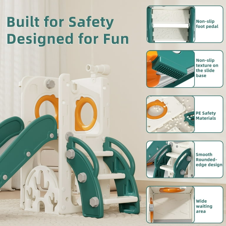 XJD 5 in 1 Playground Toy: Toddler Slide, Climber, Basketball Hoop