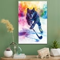 thumbnail image 2 of Norwegian Elkhound Dog Stretched Canvas Size 8x12 – Ice Hockey Theme Dog Art for Wall, Norwegian Elkhound Dog Playing Ice Hockey Wall Art, Dog Lover Canvas Decor, 2 of 5