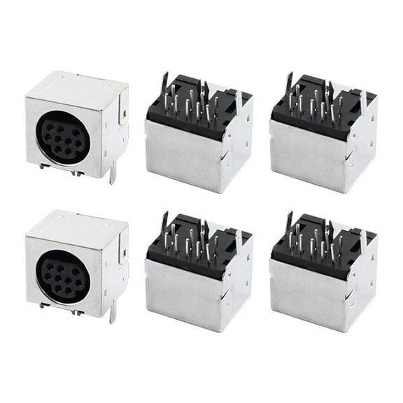 Unique Bargains PCB Mount Connector Head DIN 9 Pin Female Connecting Adapter Sockets 6 Pcs