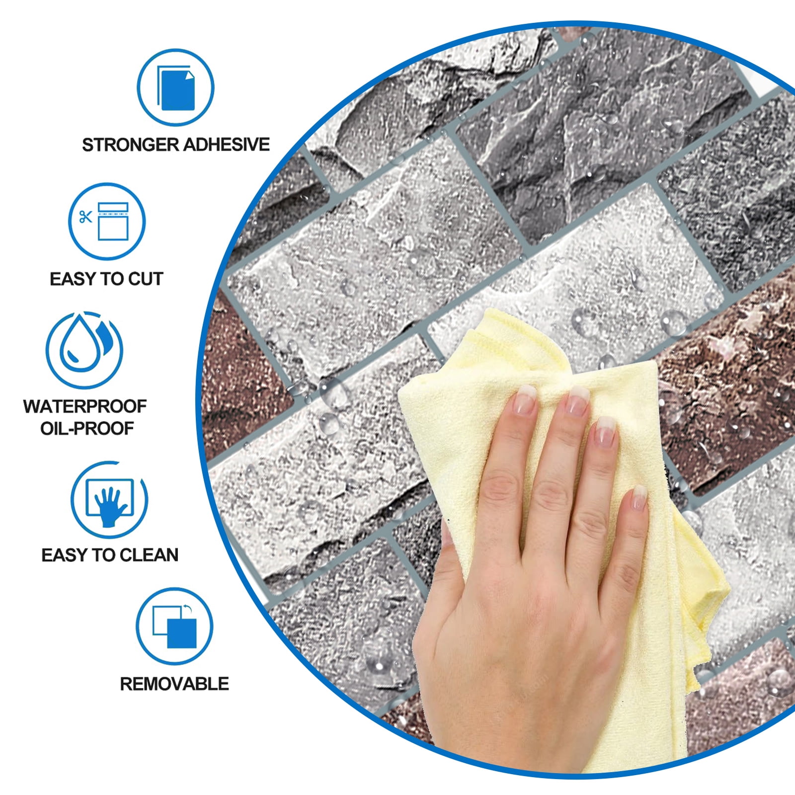 DEWOO 10 Sheets Peel and Stick Tile Backsplash for Kitchen Wall Tile, Self Adhesive Brick Backsplash Subway Tiles Backsplash, Stick on Tiles Kitchen Backsplash(Gray Brown,10.6"x10")