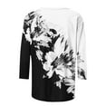thumbnail image 5 of Teissuly Women's Fashion Printed T-shirt 3/4 Sleeves Blouse Round Neck Casual Tops, 5 of 5