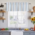 thumbnail image 4 of 2 Panels Light Blue Grey Stripe Valance for Windows, Modern Farmhouse Vertical Striped Light Filtering Kitchen Curtains, Rod Pocket Window Treatment Curtain Valances for Living Room Bedroom, 42"x12", 4 of 9