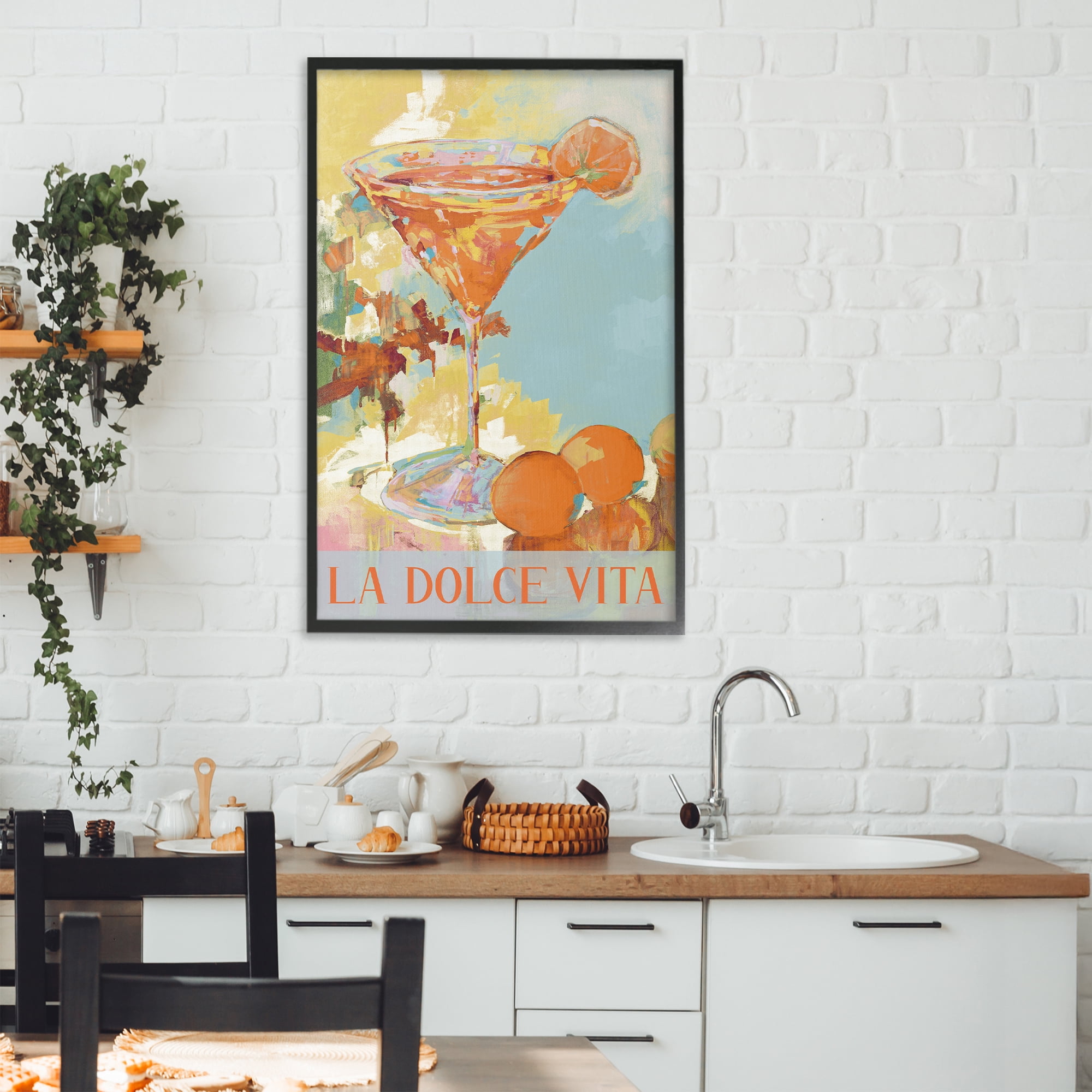 Stupell Industries La Dolce Vita Citrus Cocktail Black Framed Giclee Art, design by Jane Slivka