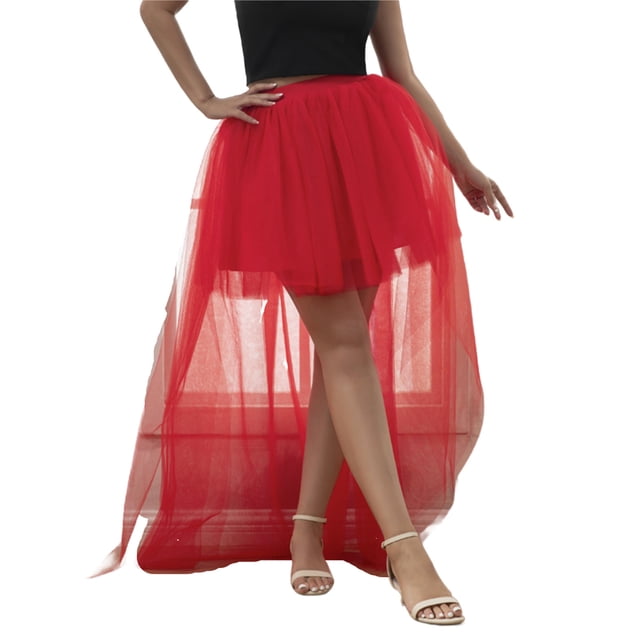 Jupe Asymétrique Haute-Basse pour Femmes avec Tulle, Taille Élastique, Robe de Soirée Bal Cocktail