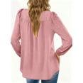 thumbnail image 5 of UVN Fall Shirts for Women Long Sleeve Blouses Ladies Crewneck Lace Crochet Tops Dressy Chiffon Blouses, 5 of 9