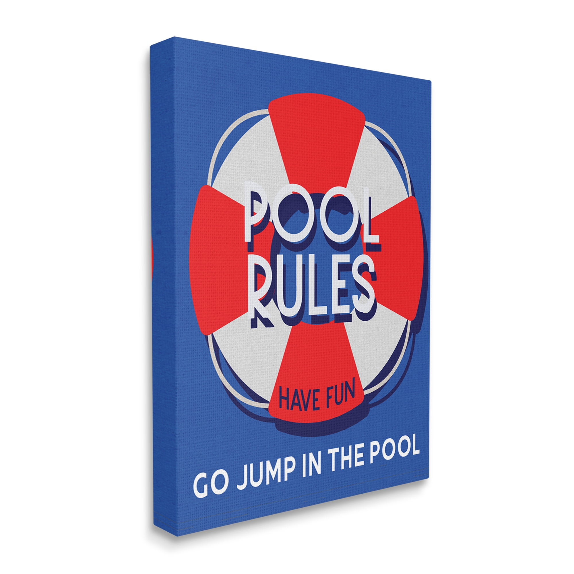 Stupell Industries Pool Rules Nautical Phrase Nature Painting Gallery Wrapped Canvas Art Print Wall Art, 30 x 40