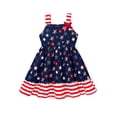 thumbnail image 3 of Girls Independence Day Dress Square Neck Bow Shoulder A-Line Flowy 4th of July Outfit for 7-8 Years, Blue Stars I, 3 of 10
