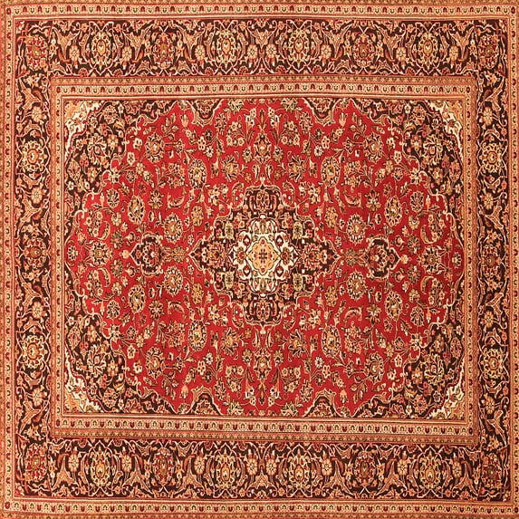 Ahgly Company Indoor Square Persian Orange Traditional Area Rugs, 3' Square