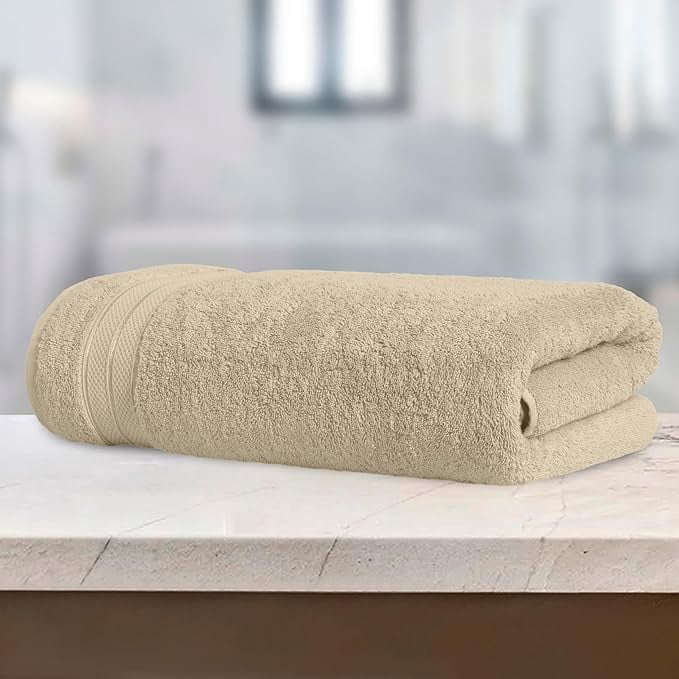 Elegant Comfort Turkish Cotton Jumbo Bath Towel, 1-Piece, 35" x 70", Highly Absorbent - Soft Bathroom Towel, Ivory