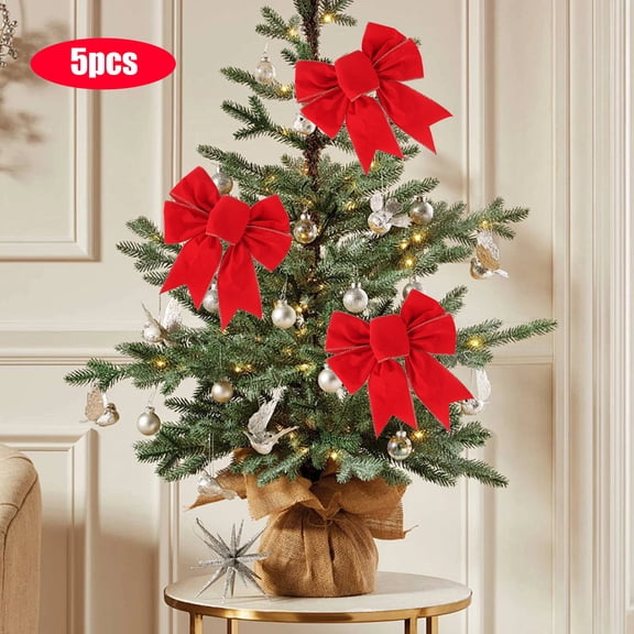Pklyzj Christmas Decorations,Large Christmas Bows For Wreath Decorations Christmas Tree Toppers Red Bows On The Outside Of Wedding Cars Garden Patio Front Door Decorations,Christmas Gifts