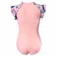thumbnail image 5 of Fesfesfes Girls' Spring Summer Swimwear Rash Guard Swimsuit Zipper Bathing Suits Long Sleeve Ruffle Girl Full Cover Flower Print for Children(Pink#1,11-12 Years), 5 of 9