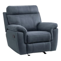 Clif 38 Inch Manual Glider Reclining Accent Chair- Blue Microfiber- Wood