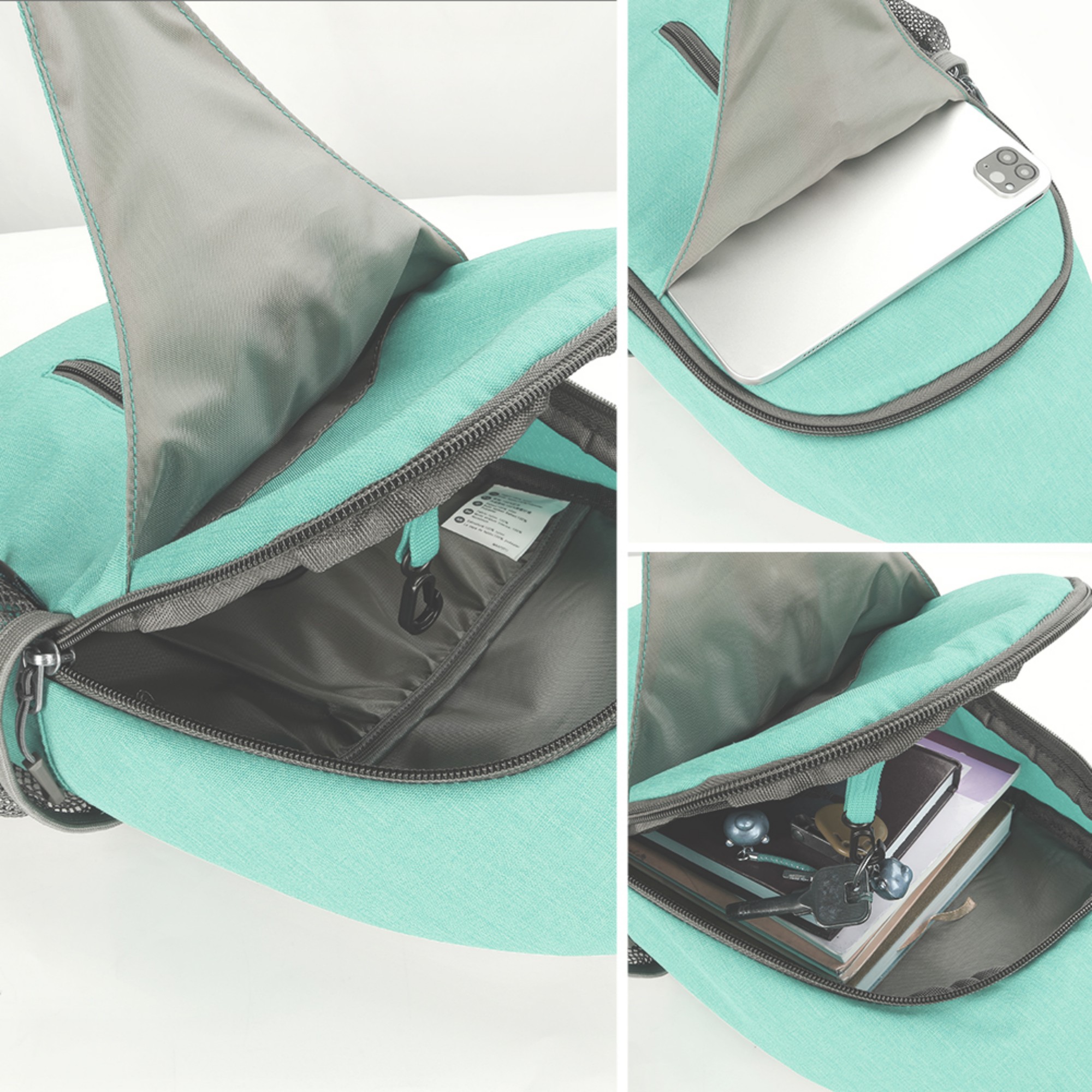 WATERFLY Unisex Hiking Travel Nylon Sling Bag Cross-Body Shoulder Chest Bag,Mint Green