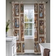 thumbnail image 4 of Brown Giraffe Sheer Curtains 84 Inch Length 2 Panels Set for Living Room/Bedroom, Wildlife Animals Vintage Geometric Kitchen Curtains Grommet Semi-Sheer Curtains Drapes Window Treatments 52"x84"x2, 4 of 7