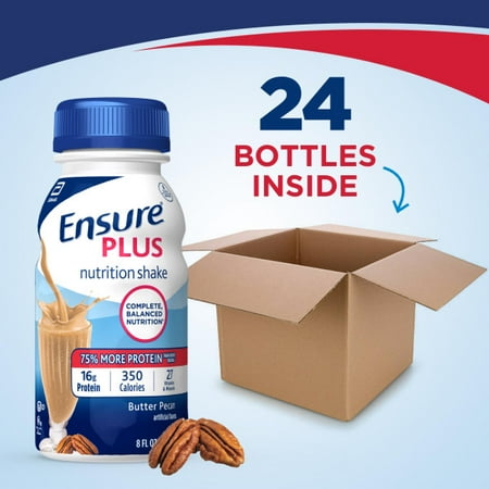 Ensure Plus Meal Replacement Nutrition Shake, Butter Pecan, 16g Protein, 8 fl oz - 24 Pack