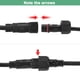 thumbnail image 5 of Uxcell 2-Pack Cable de Extensión a Prueba de Agua, Cable de 2 Pines de 9.84 Ft/3m con Conectores Masculinos y Femeninos IP67 para Focos [Negro], 5 of 7