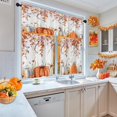 thumbnail image 3 of Pumpkin Fall Kitchen Curtains Autumn Leaves Window Curtains Valance and Tier Set 36 Inch, Thanksgiving Rod Pocket Short Tier Curtain for Room, Orange Watercolor Small Cafe Kitchen Decor, 3 of 6