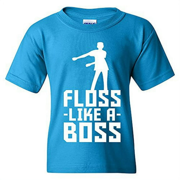 Floss Like A Boss - Flossin Dance Funny Emote Youth T Shirt - Small - Sapphire