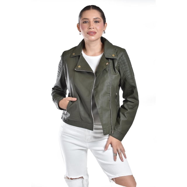 Chamarra estilo biker Roman Fashion /Juvenil, 7409 (Verde) verde oscuro M