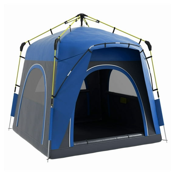 Camping Tent 4 Person Pop Up Tent, Quick Setup Family Tent with Sunshade, Automatic Hydraulic Camping Shelter w/Carry Bag