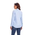 thumbnail image 5 of WARHORSEE Camisa con botones para mujer, manga larga, camisas de vestir de trabajo, cuello en V, fácil cuidado, blusas casuales de negocios elásticas para mujer (azul l), 5 of 5
