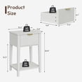 thumbnail image 3 of Fluted Wood Nightstand with Drawer, Small 12" Shallow Depth Bedside Table, Modern Farmhouse Compact End Table, 15" W x 12" D x 23" H, White, 3 of 8