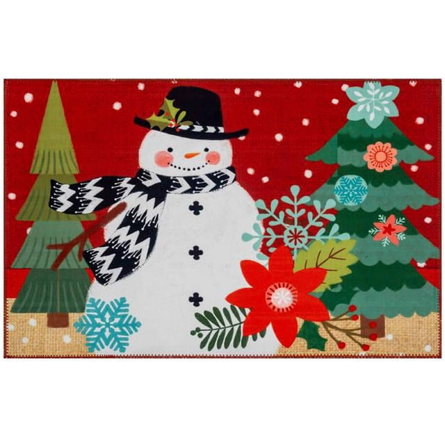 Olivias Home PR2L-JB004 22 x 32 in. Snowman on Burlap Rectangle Accent Rug, Multi Color