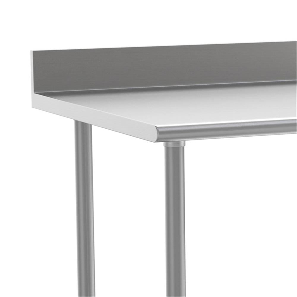 Pemberly Row Stainless Steel Kitchen Prep & Work Table with Shelf & Backsplash